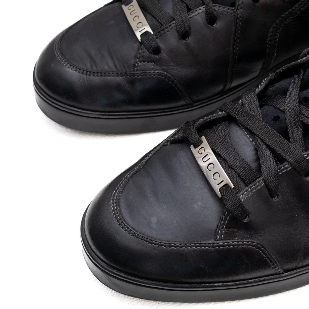 Gucci High Top SneakersUS 10.5  Mens Black Leather Tom Ford Era Strap Shoes - Picture 10 of 16